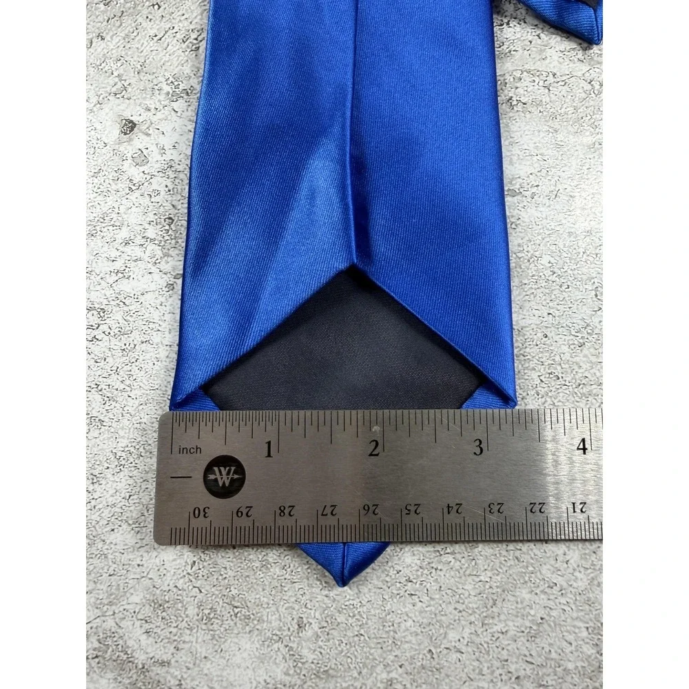 Countess Mara Tie Mens One Size Blue Polyester Satin Classic Pointed Necktie